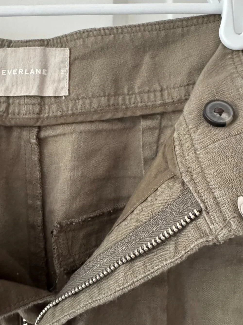 Everlane linen pleated high-rise pant, Olive green, 2